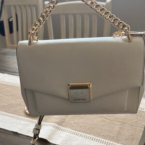 Michael Kors Cream Crossbody Bag with Gold Chain